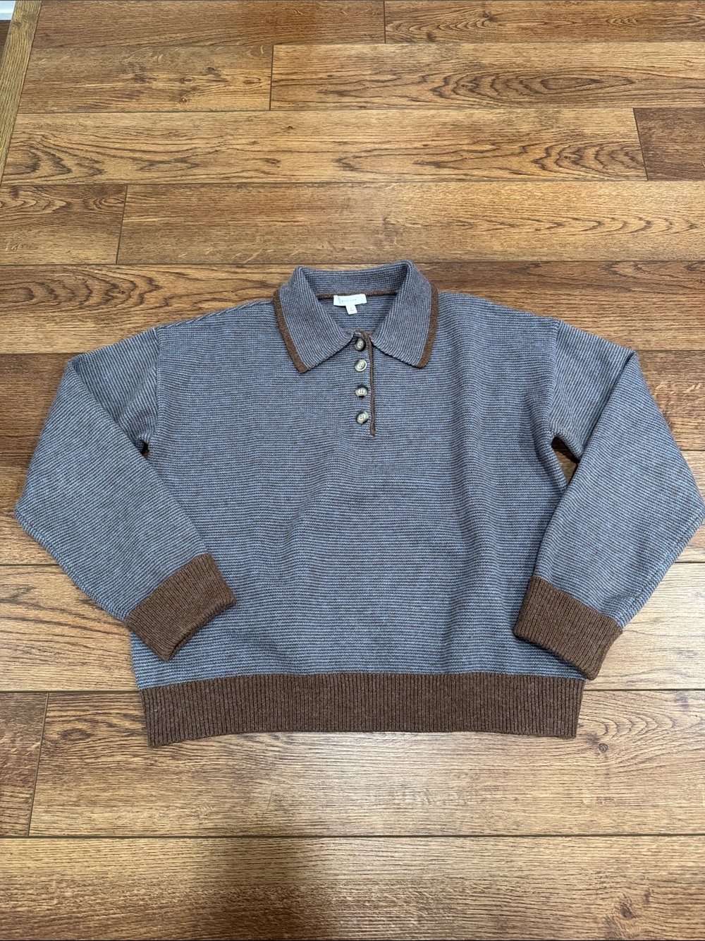 Blue and Brown Polo Style Sweater